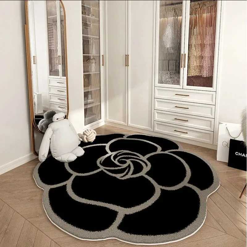 Luxurious VIKAMA Home Decoration Light Luxury Camellia Imitation Cashmere Rug Living Room Bedroom Sofa Rug Dirt Resistant Carpet Office Y250906