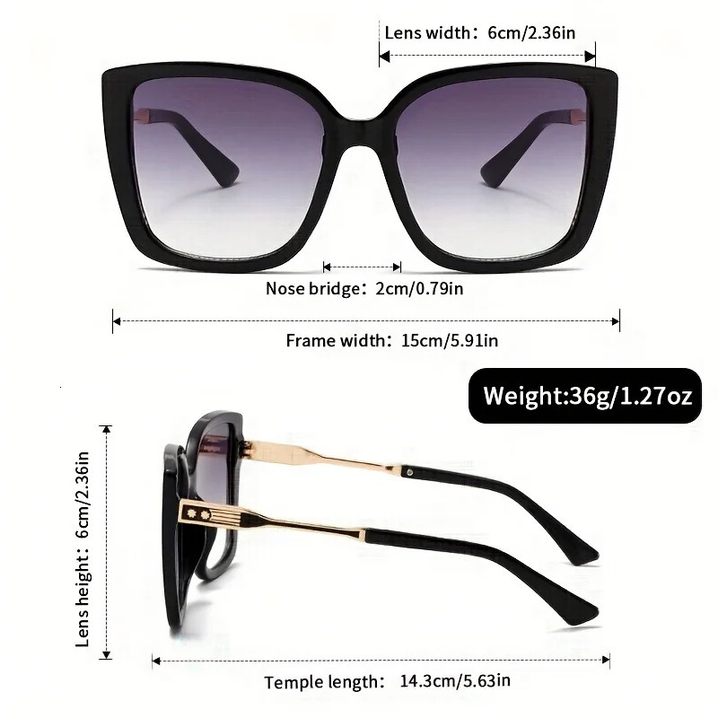 1pc Womens Large Square Frame Fashion Sunglasses Stylish Gradient Purple Lens with Tortoiseshell Pattern 250828