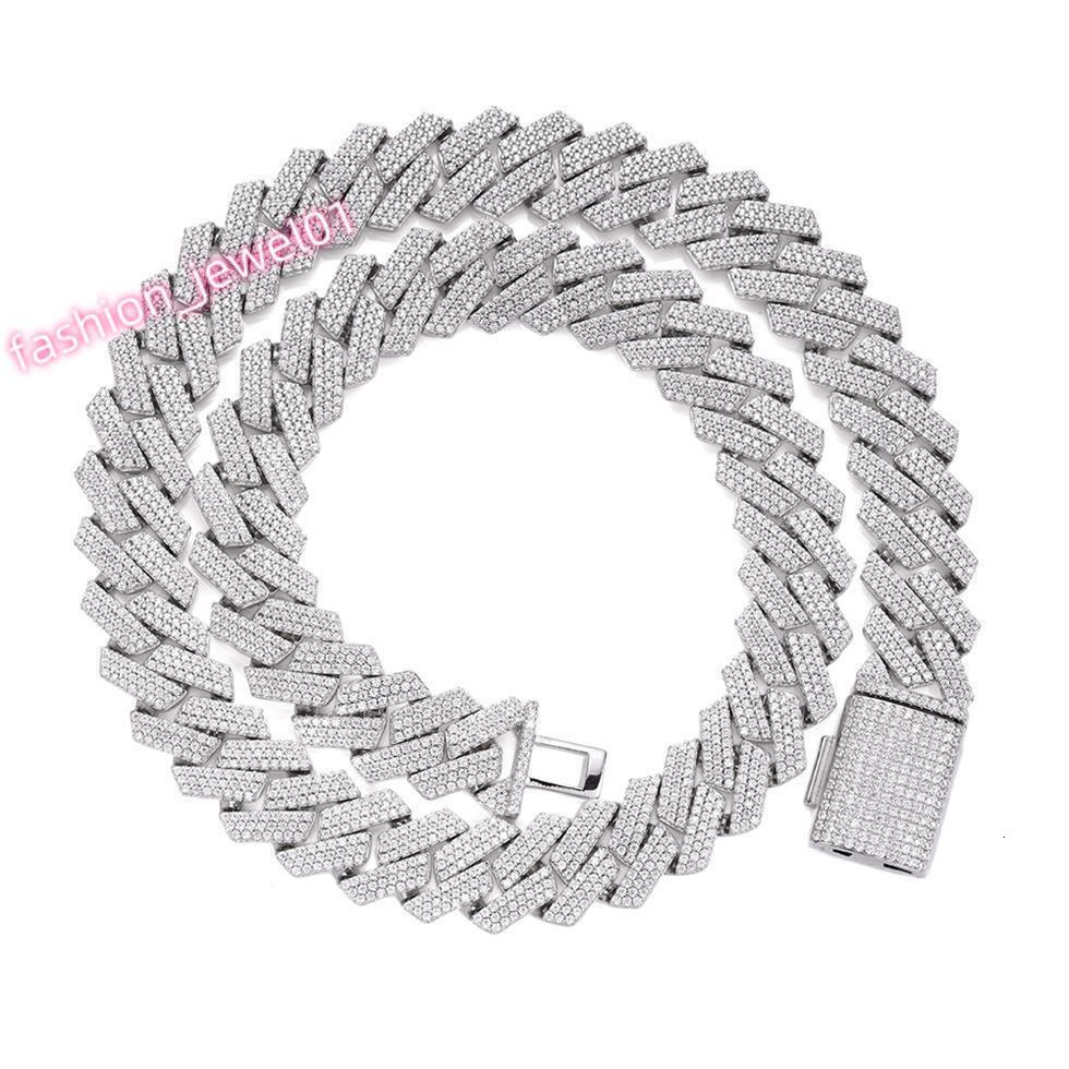 Custom Hip Hop Rapper Jewelry Big Size 18mm VVS Moissanite Diamond 925 Silver Real Gold Plated Miami Cuban Link Necklaces