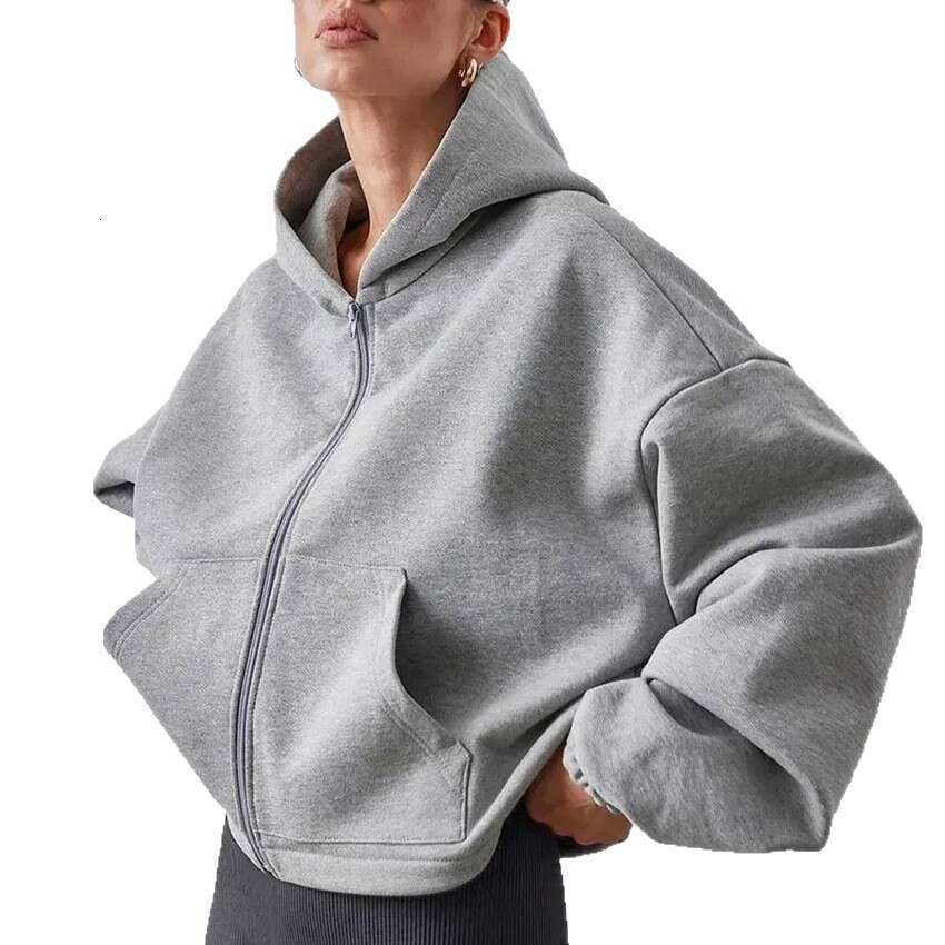 Autumn Winter New Outdoor Sports Loose Cardigan Hooded Sweatshirt For Women With Design Sense And Casual Style Commuting B5