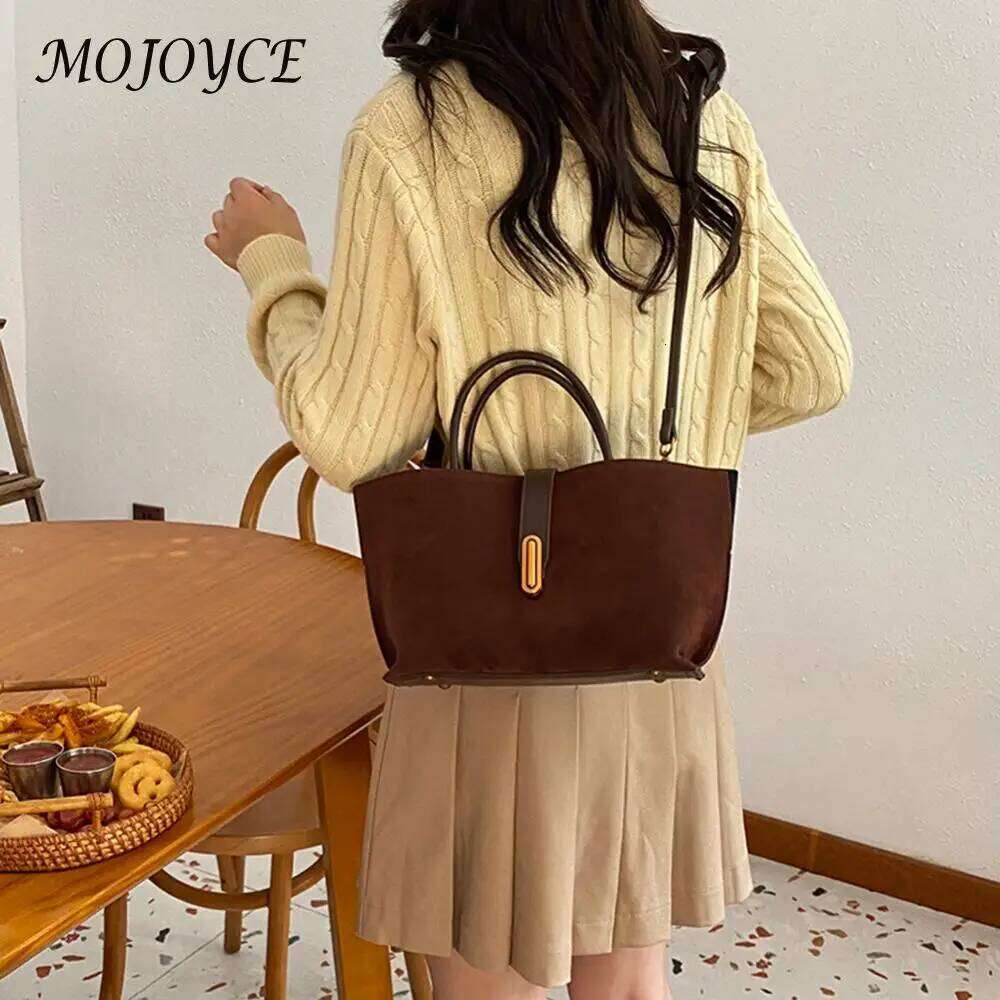 Designer Bag Women Faux Suede Fashion Shoulder Solid Color Trendy Carrying Designer Tote Handbag Outdoor Travel Bag