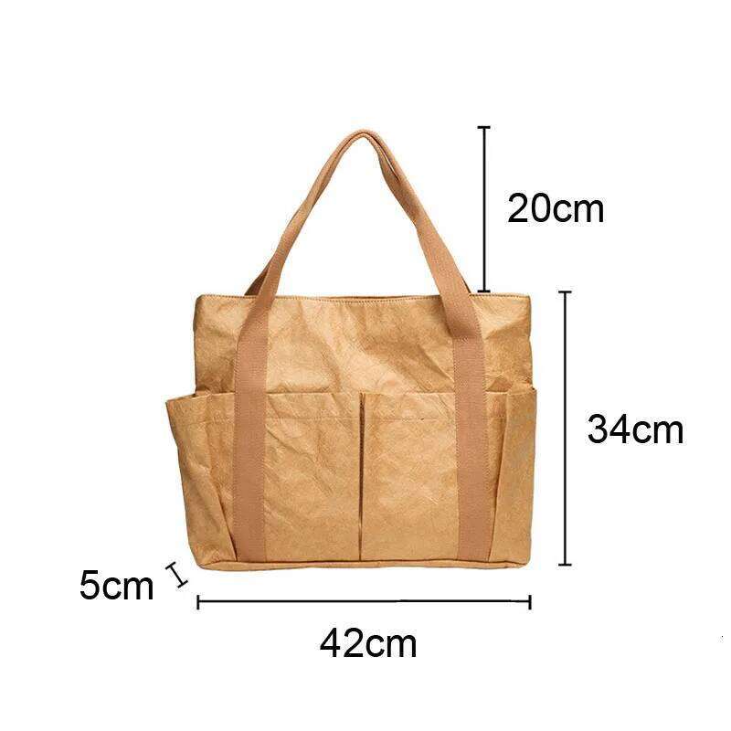 Hylhexyr Dupont Shopping Bag Waterproof Handbags Shoulder Bags Washable Kraft Paper Totes With Zipper