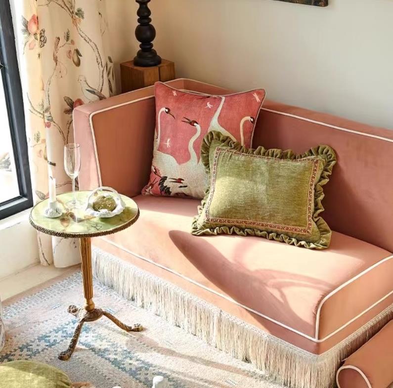 Medicci Home GG Style Inspired Dancing Crane Decorative Cushion Cover High Grade French Retro Pillow Case 45x45cm For Sofa Couch 240821