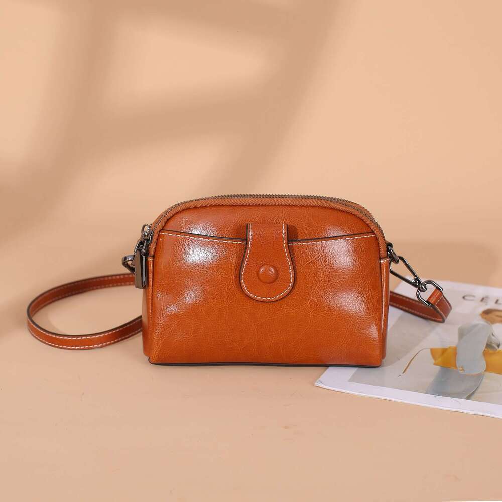 Genuine Leather 2025 New Women's Trendy Summer Fashion Ladies Phone Mom Single Shoulder Crossbody Bag