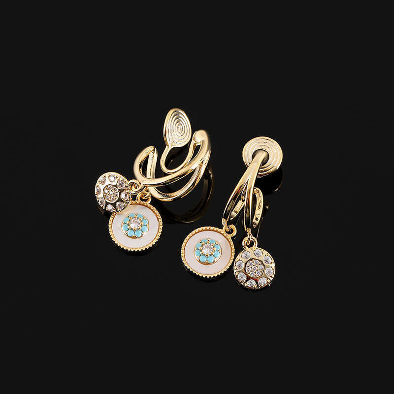 DHpet Light Ocean Heart Non-Pierced Mosquito Coil Ear Clip Hoop Gentle Shell Earrings for Women H260202