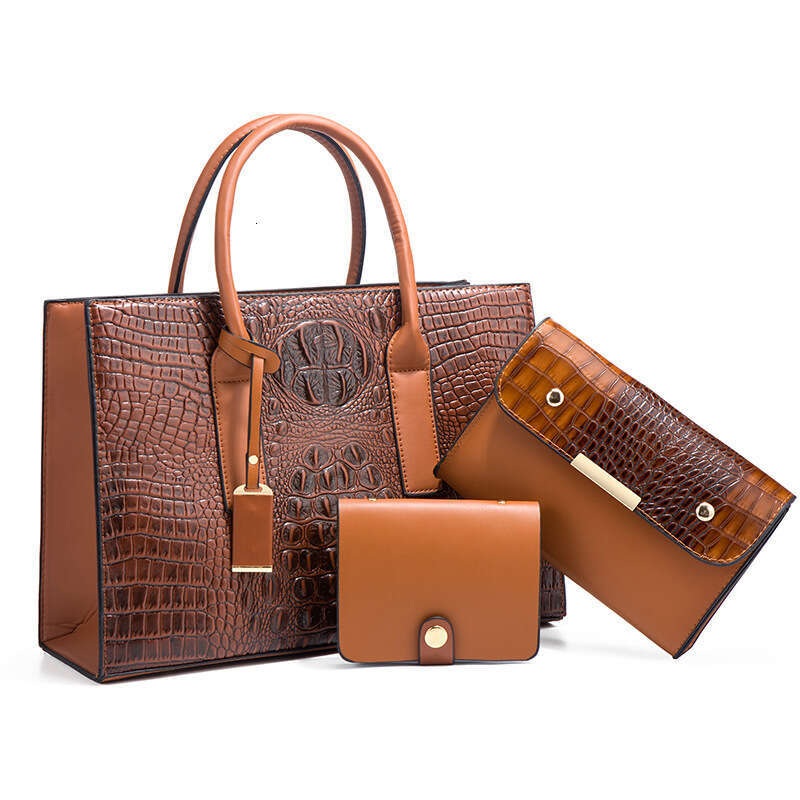 New Crocodile Pattern Handbag for Women Trendy Fashion Shoulder Large Capacity Three-Piece Set Mother and Child Bag