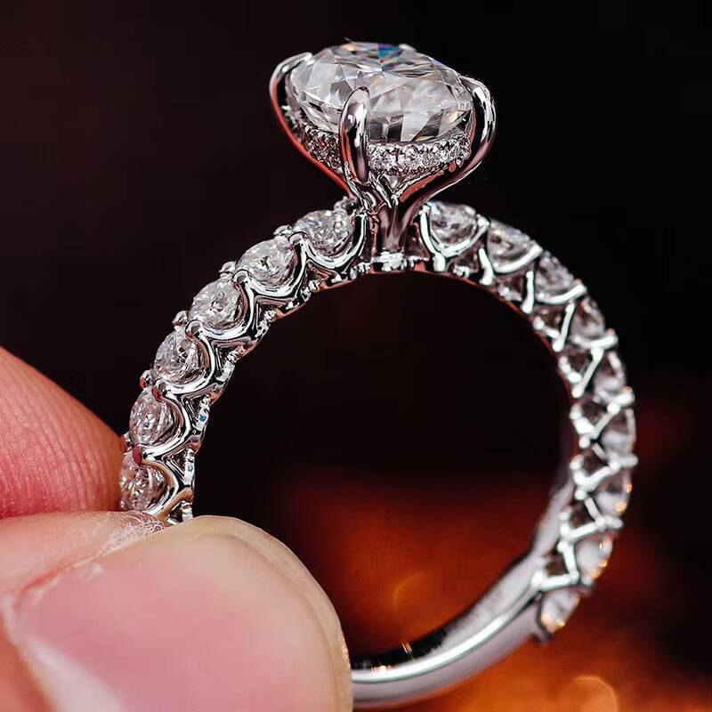 DVVS1 Oval Brilliant High Quality Cultured Diamond Moissanite Womens Engagement Ring 18k White Gold Fine Jewelry