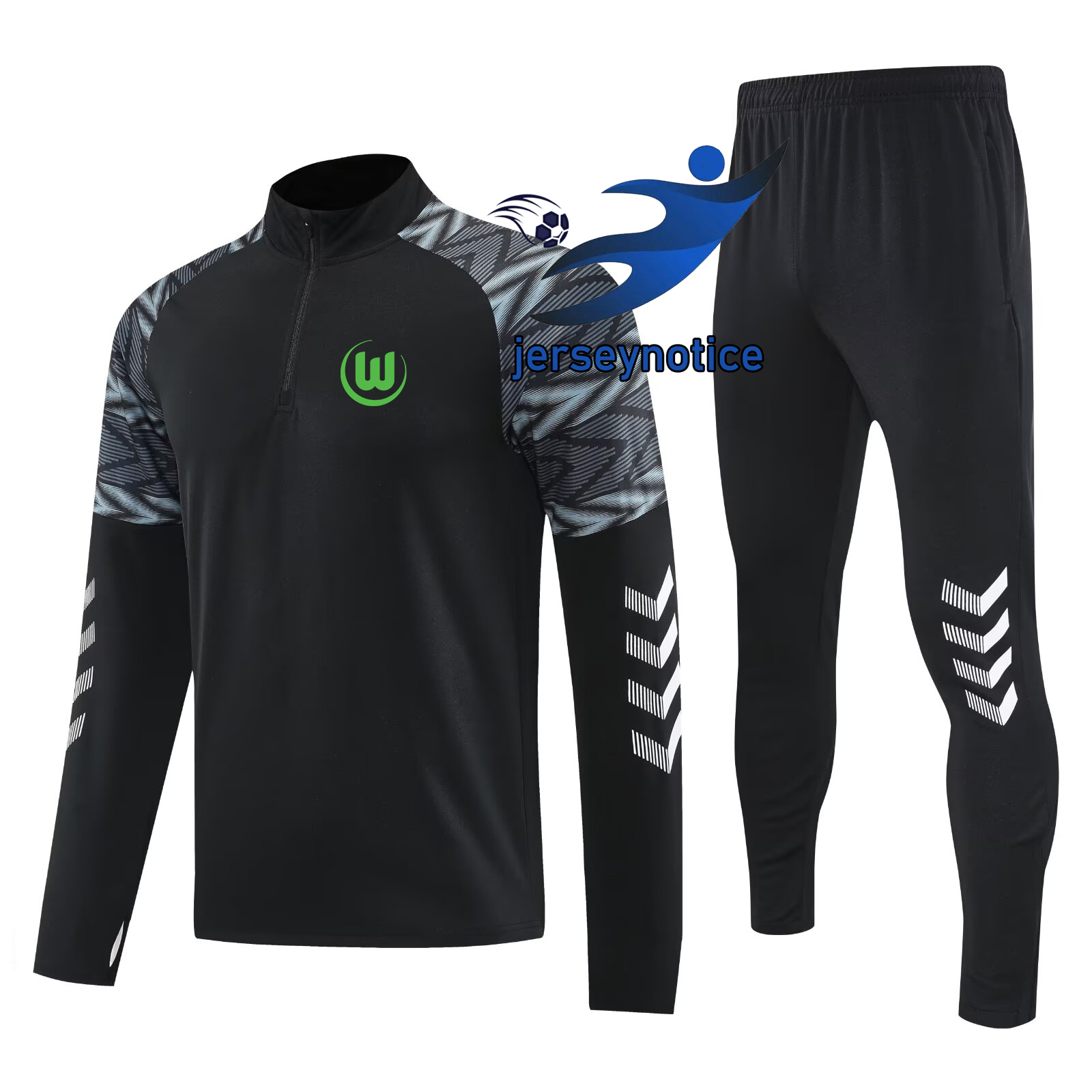 VfL Wolfsburg Soccer tracksuits training jacket Kids Kit Outdoor semi zipper long sleeve Football Shirt Kit Jogging leisure sports jacket