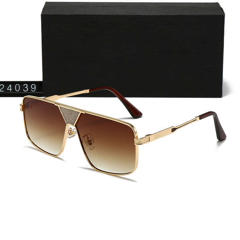 New Metal Large Frame Trendy Men's Fashion Women's Sunglasses 24039 145