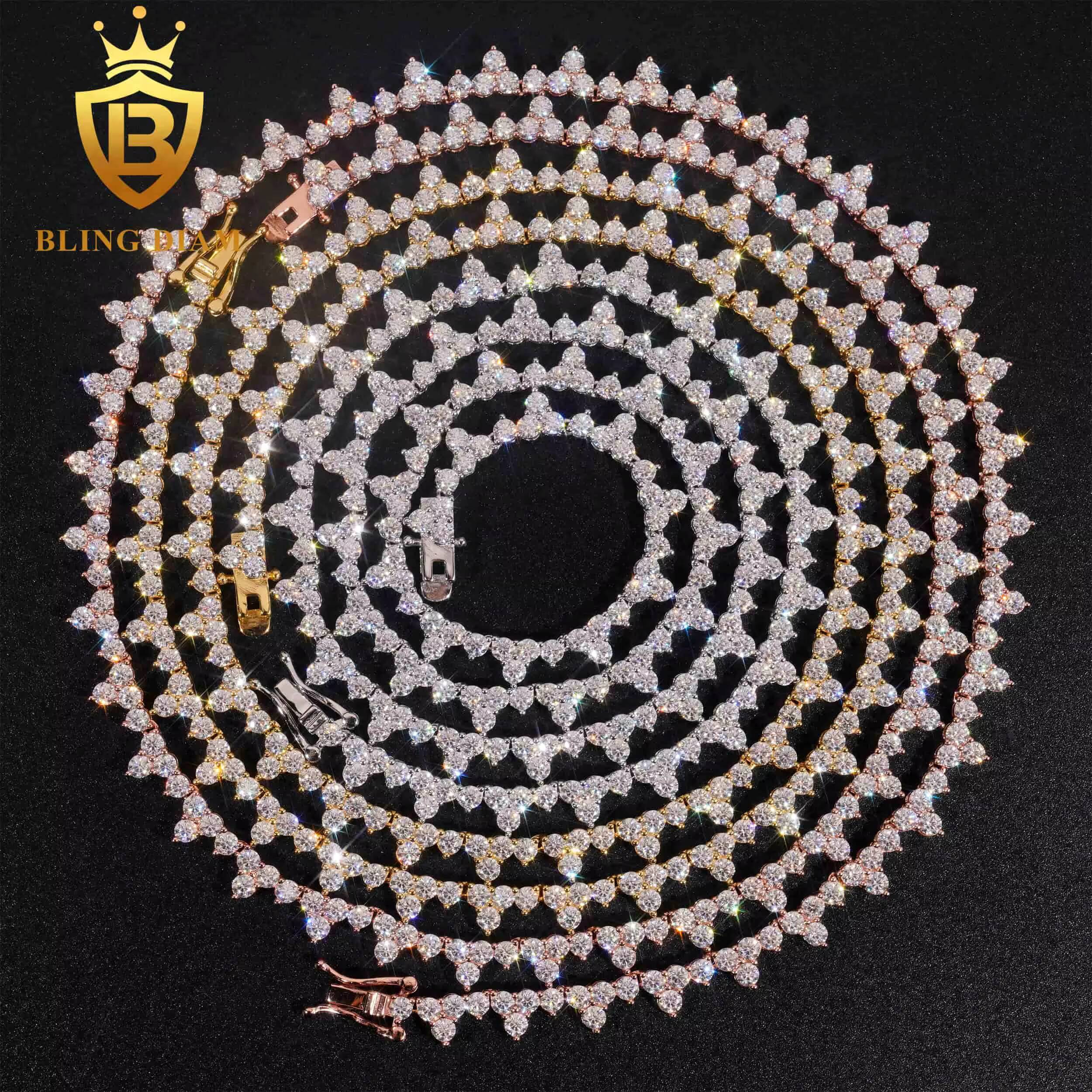 Factory Pass Diamond Tester 25mm Custom Necklace 925 Silver Vvs Moissanite Hip Hop Iced Out Tennis Link Chain