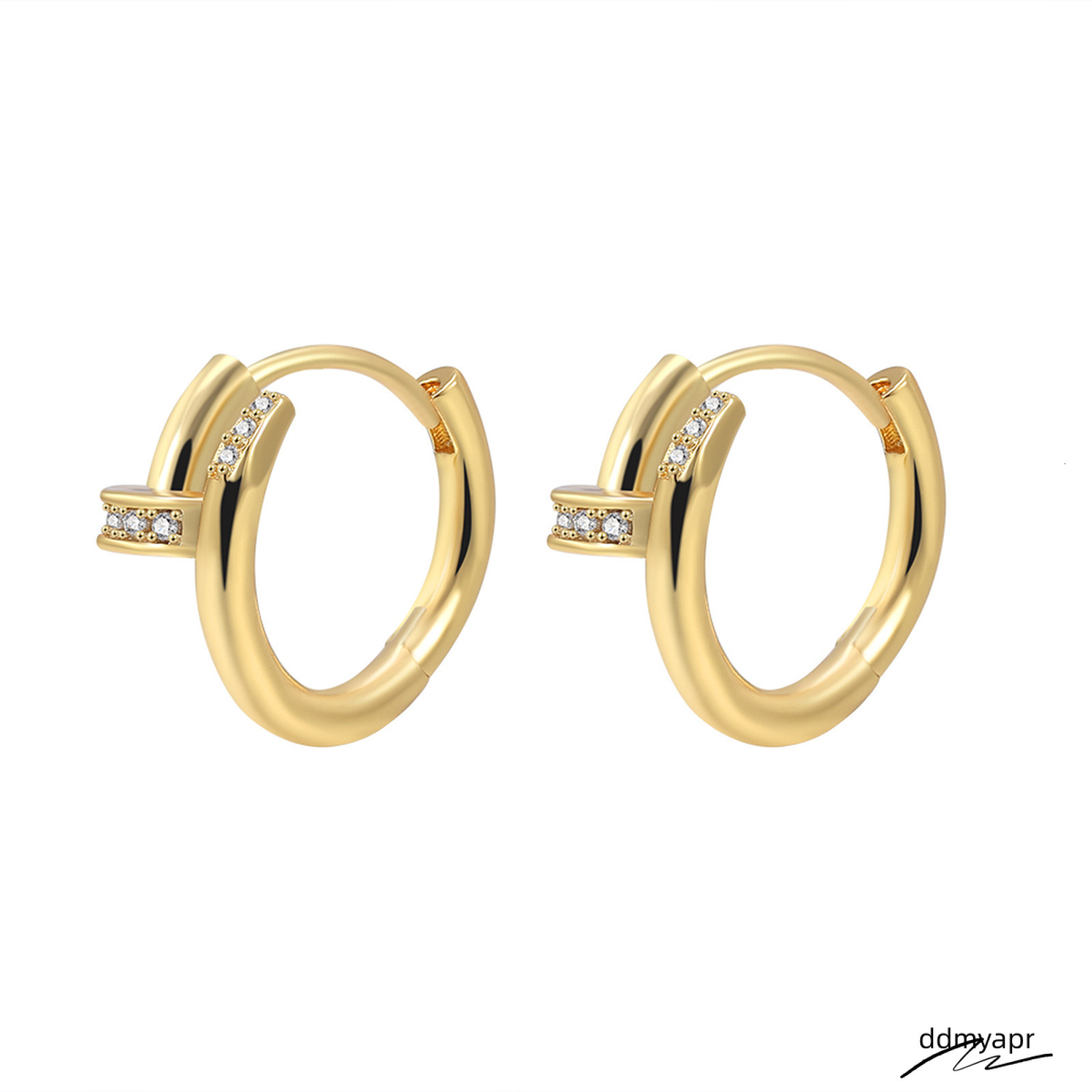 Designer Gold Plated Nail Stud Earring Paved AAA Cubic Zirconia Dia Fashion High-End Jewelry Wholesales Ddmydec Drop Shipping Ddmydec Ddmydec