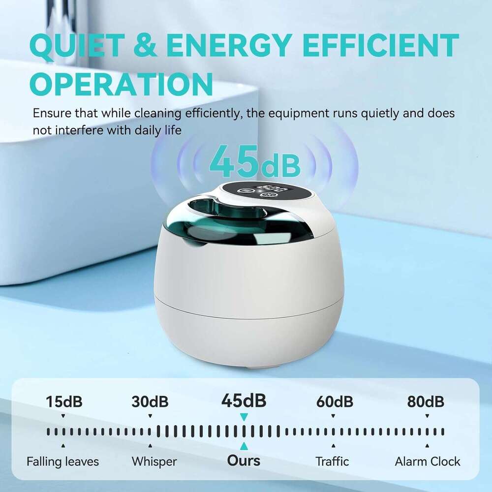 Denture - 45kHz Retainer hine with 200ML Dental Pod, 9 Modes Ultrasonic Cleaner for Denture, Mouth Guard Clenching, Aligner, Braces, Toothbrush, Jewel