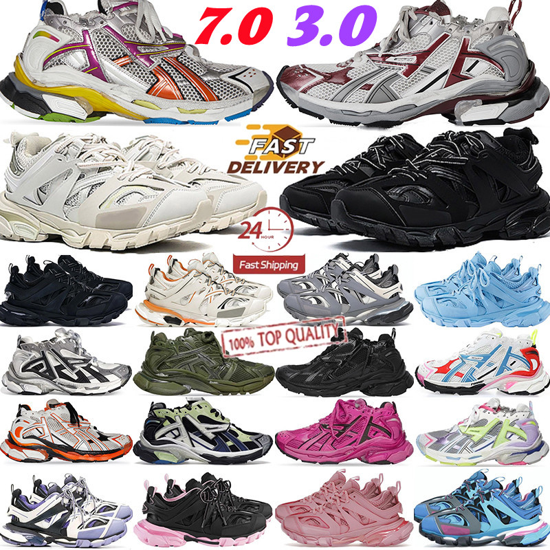 Designer shoes Runner 7.0 7.5 Track 3.0 3 Sneakers Men Women Paris Triple White Black Pink Grey Beige Sneaker Gomma Leather Nylon Printed Platform shoe