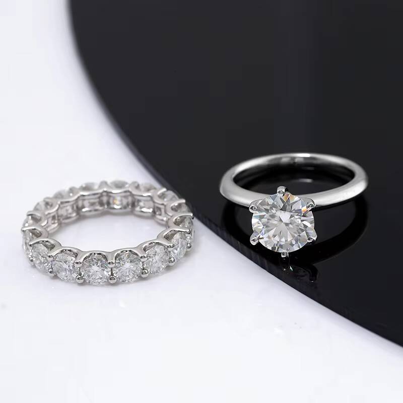 Forever love 14k White Gold Moissanite Ring 2ct Round Brilliant Cut Moissanite Wedding Ring Sets and Promise Ring for Couples