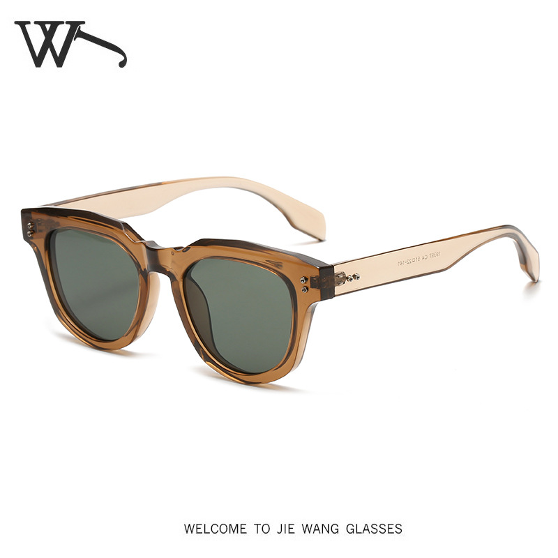 New Trendy Square Oval Frame Sunglasses with Double Rivets High end UV Protection Shades for Both Men and Women