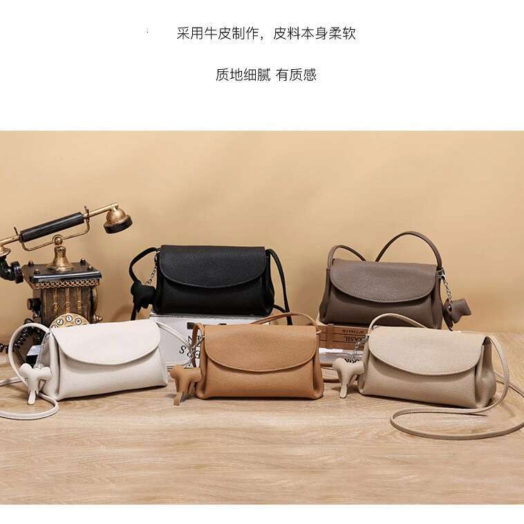 New Korean Style Women's Cowhide Crossbody Bag, Fashionable Versatile Niche High-end Genuine Leather Cloud Bag