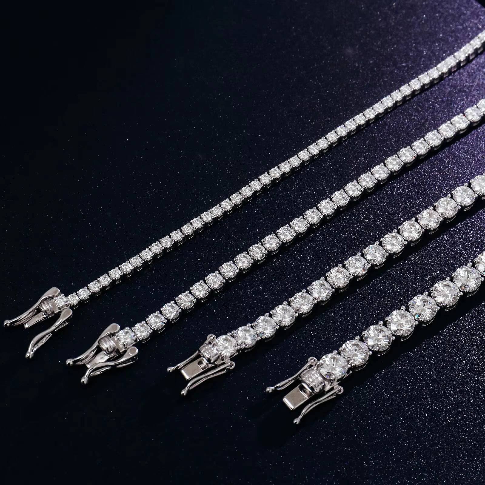 Large Quantaties 24inch 20 Inch 18 Inch 16 Inch Solid 925 Silver Moissnite Diamond Necklace Moissanite Tennis Chain for Party