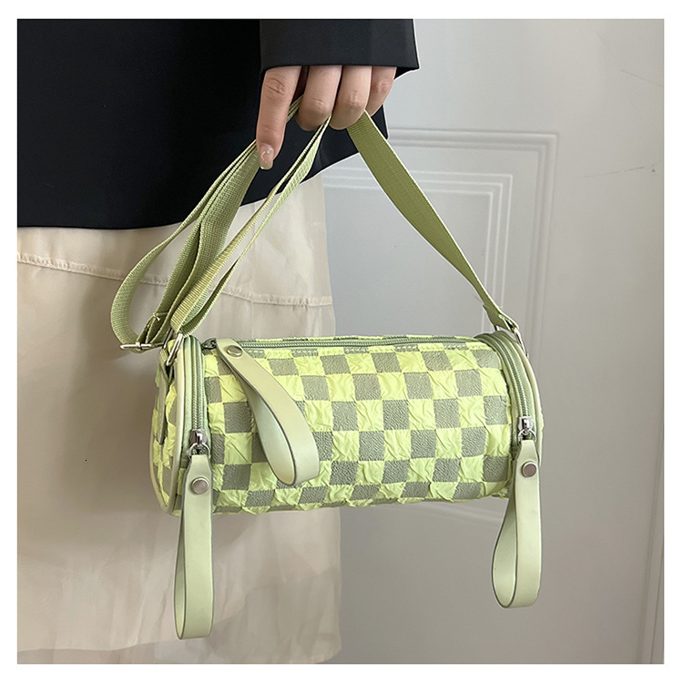 TB BHULAMTE Designer Bag 2025 New Women's Single Shoulder Bag Trendy Fashion Crossbody Phone Bag Checkerboard Wide Strap Cylinder Bag Luxury Bag 