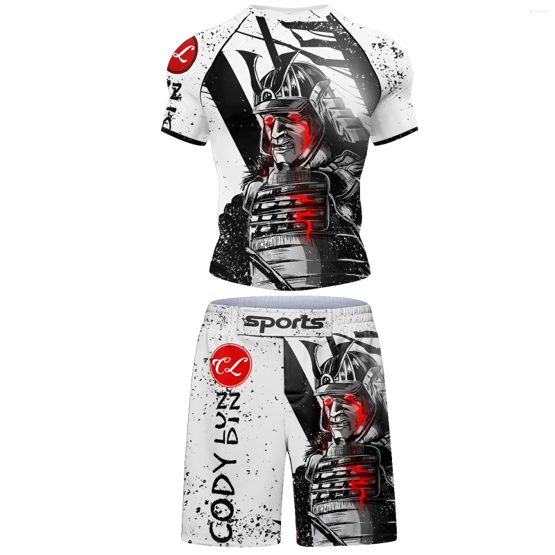 Men's Shorts Two Sets Of Sportswear Bjj Jiu Jitsu Gi Rashguard MMA Muay Thai Pants Cool Boxing Suit Running Fitness