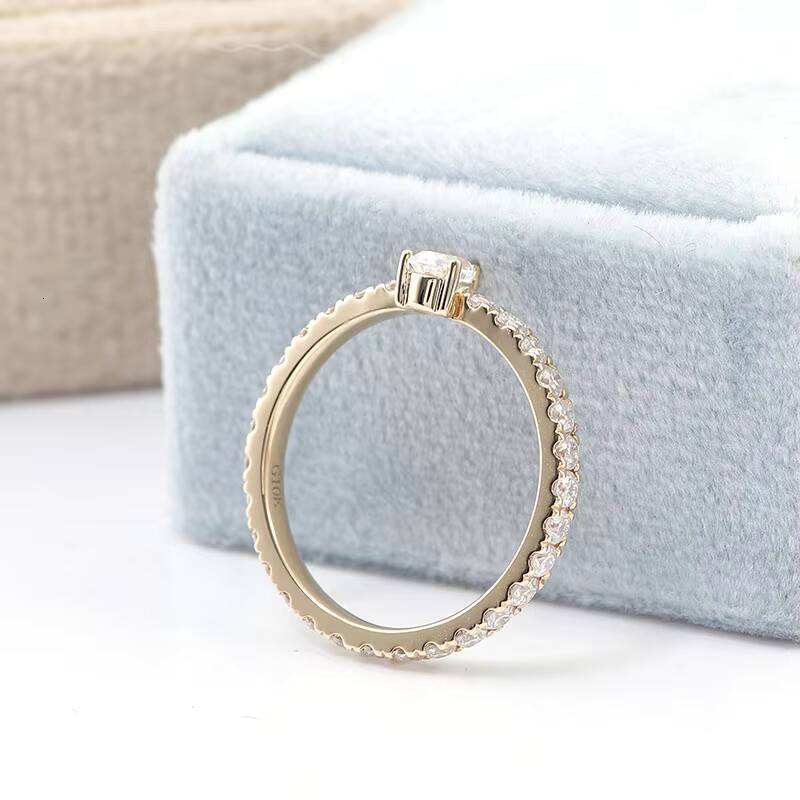 Provence Fashion Jewelry Simple Design Pear Cut Moissanite Engagement Rings High Quality 10k Yellow Gold Fine Jewelry Ring