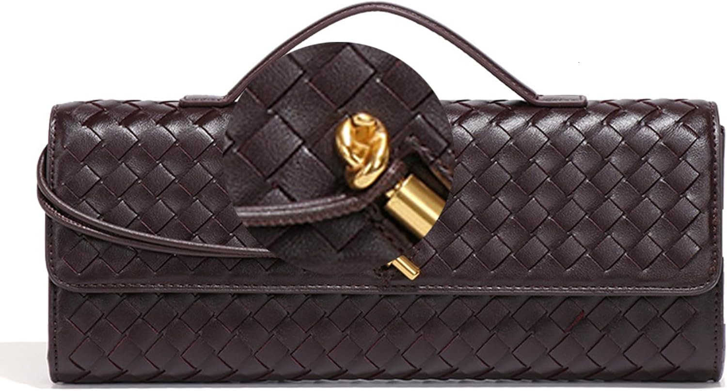 Woven Evening Clutch Purses Shoulder Handbag Crossbody Bags with Adjustable Shoulder Strap Trendy Handmade M250906