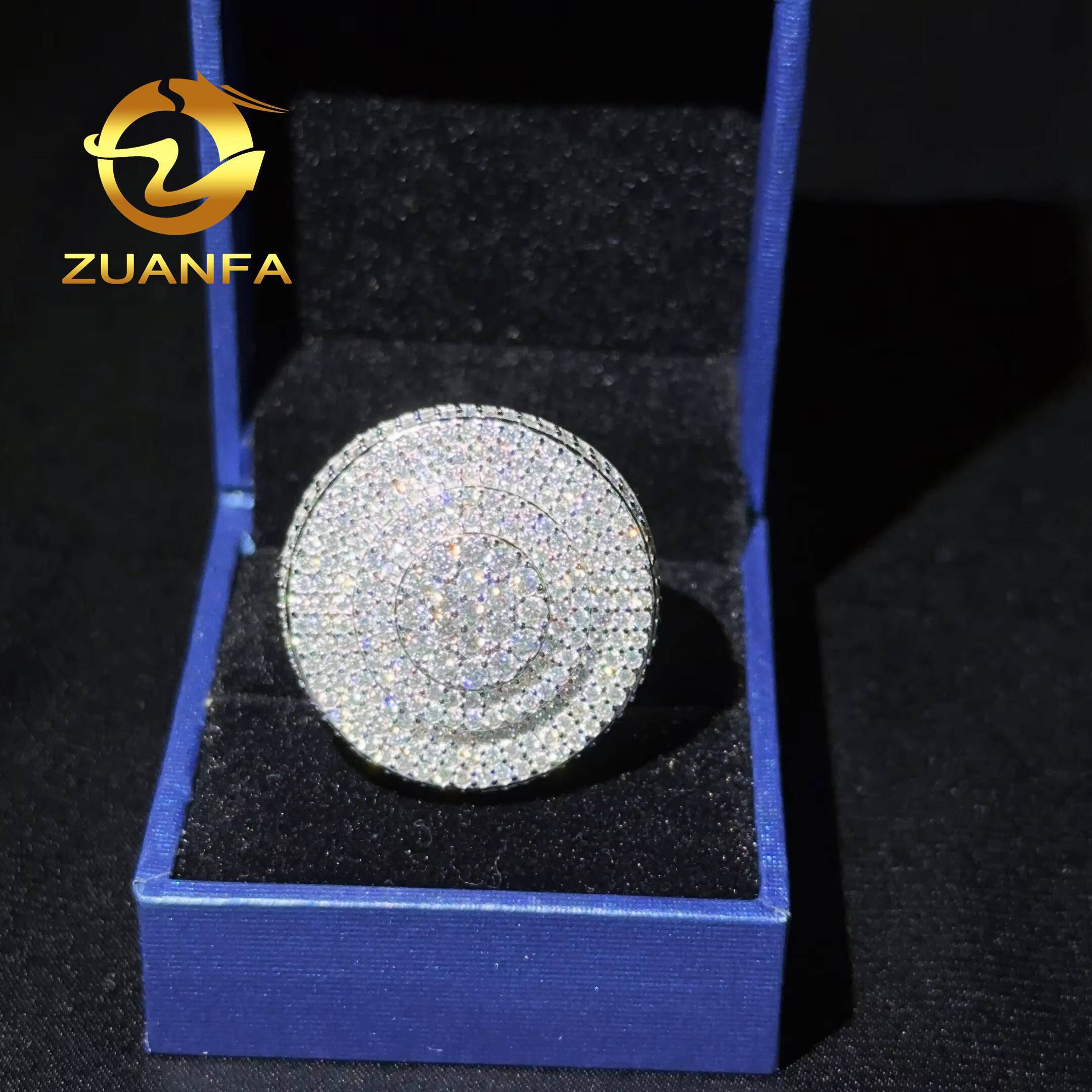 Hot Selling Trendy 10Style Silver 925 Iced Out Rings Fashion Mens Gold Plated Bling Hip Hop Cuban Ring Moissanite Diamond