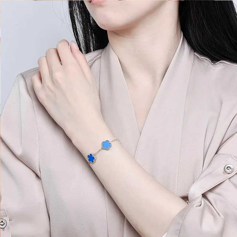 Clover Bracelet for Women Girls 14K Gold Silver Plated Stainless Steel Five Leaf Flower Dainty Lucky Link Bracelets Jewelry S250906