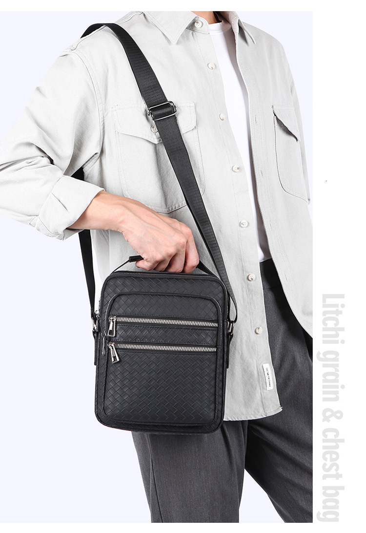 Designer Bag Men's Bag Luxury Bag New Crossbody Bag Simple Plaid Casual Fashion Trendy Shoulder Bag Business Commuter Office Worker Men's Ba