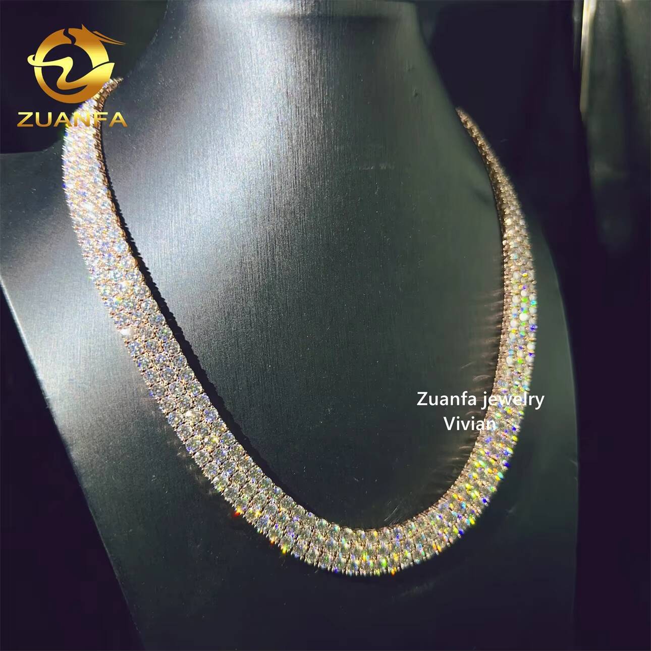 Fine Jewelry 4MM Customized 10K Real Gold D Color VVS Moissanite Diamond Men Women Moissanite Tennis Chain Necklace