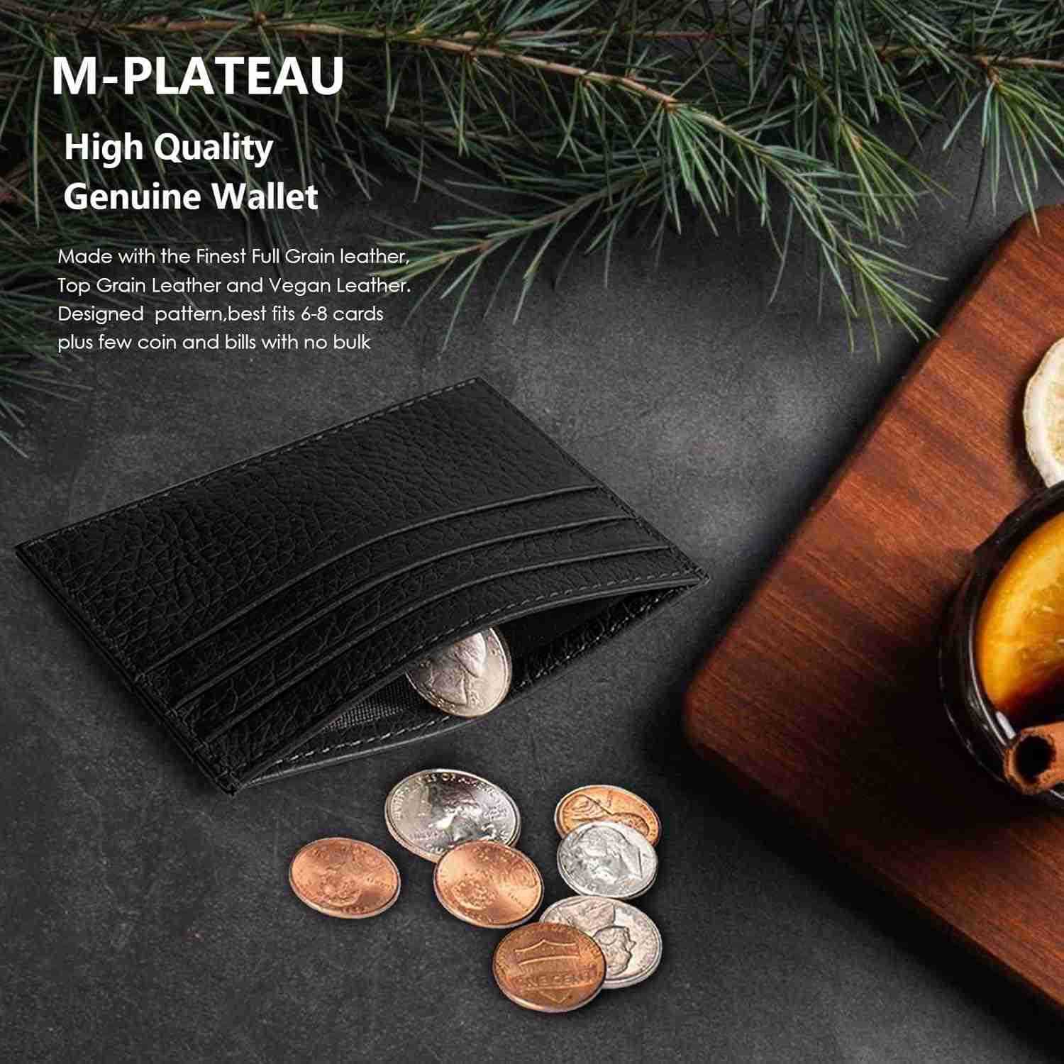 Wallet Super Slim Card Holder Genuine Leather Wallet for Man and Women with 6 Card Slots 1 Pocket Black Z250906