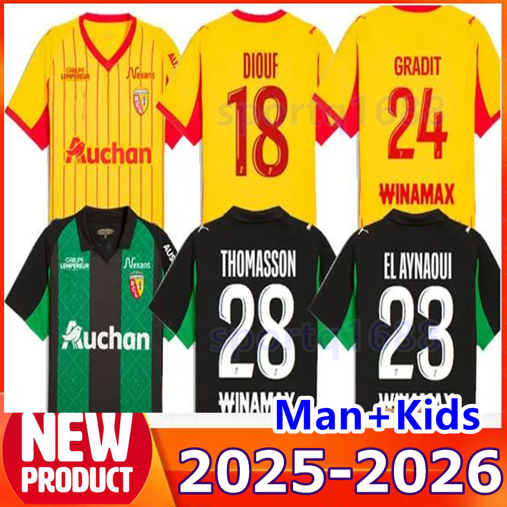 25 26 maillot Lens RC soccer jerseys GANAGO CAHUZAC PEREZ GRADIT FORTES 2025 2026 LENS MAURICIO KAKUTA jersey Men kids socks full sets Football Shirts kits