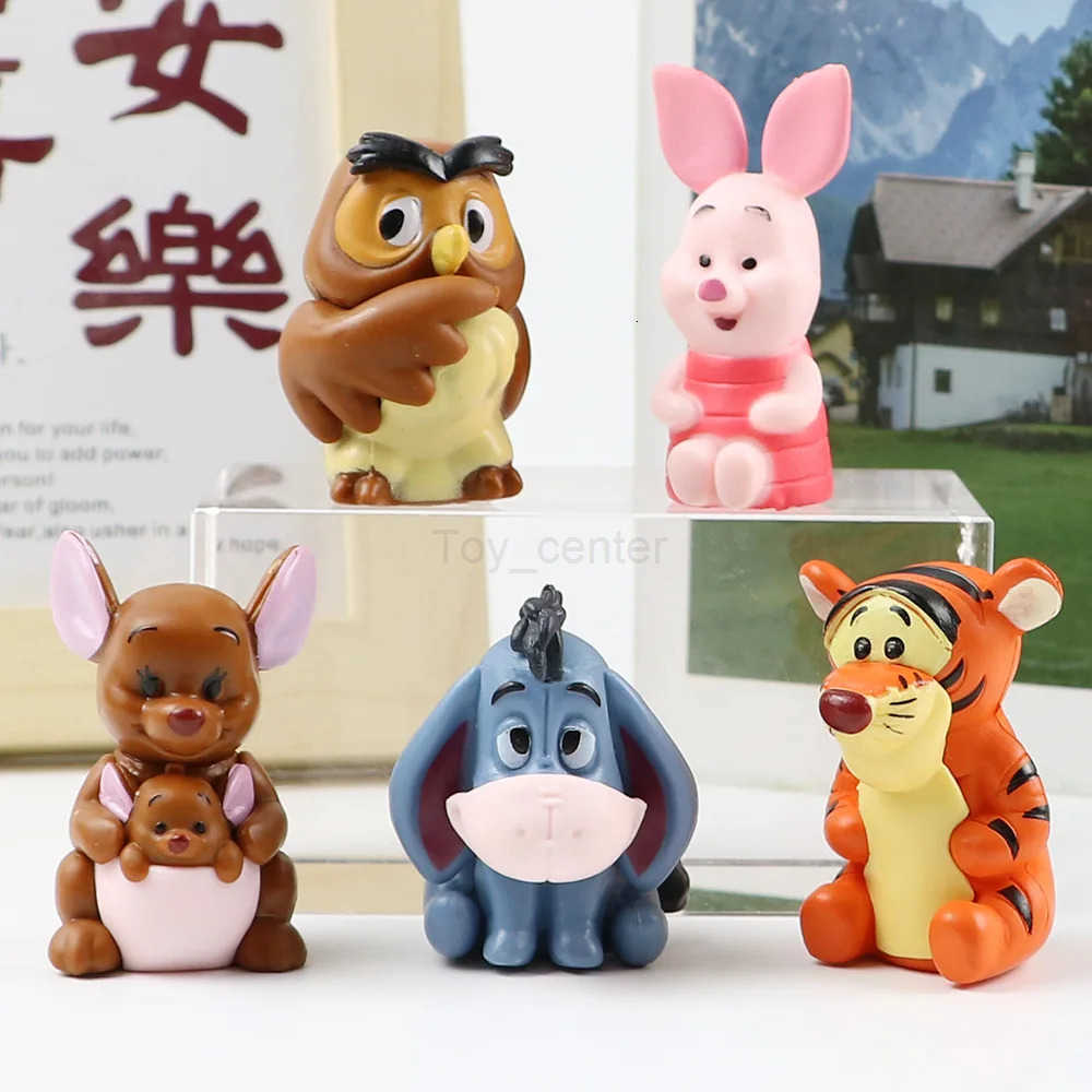 Disney 10pcs Winnie The Pooh Piglet Tigger Eeyore Rabbit Owl Anime Action Figures Model Toy Cartoon Collection Doll Set For Kids H250906