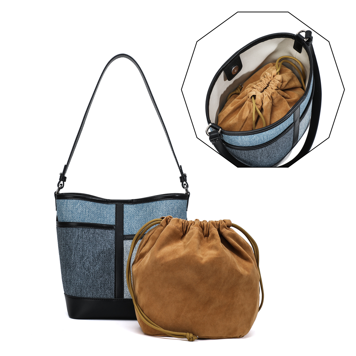 Sewafox Women Crossbody Bag Bucket Bag Commuter Shoulder Crossbody Bag Fashion Handbag