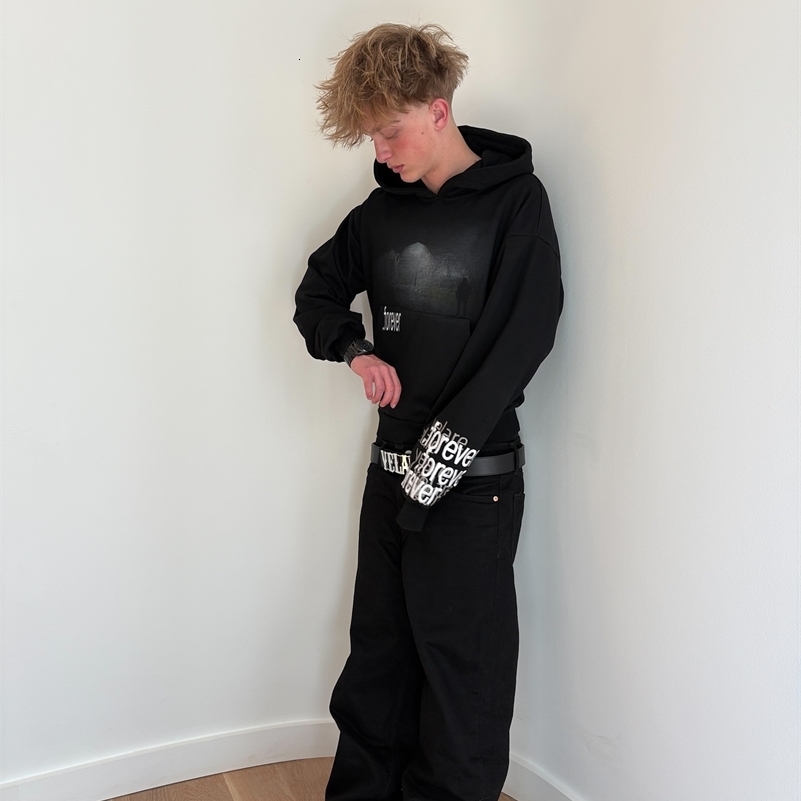 Harajuku forever hoodies tracksuit men oversized sweatshirt y2k tops polyester clothes goth couples streetwear men clothing 250905