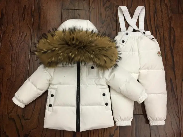 Russian Winter Down Suit Super Warm Children Winter Suits Boys Girl Duck Down Jacketoveralls 2 Pcs Clothing Set Kids Snow Wear 250905
