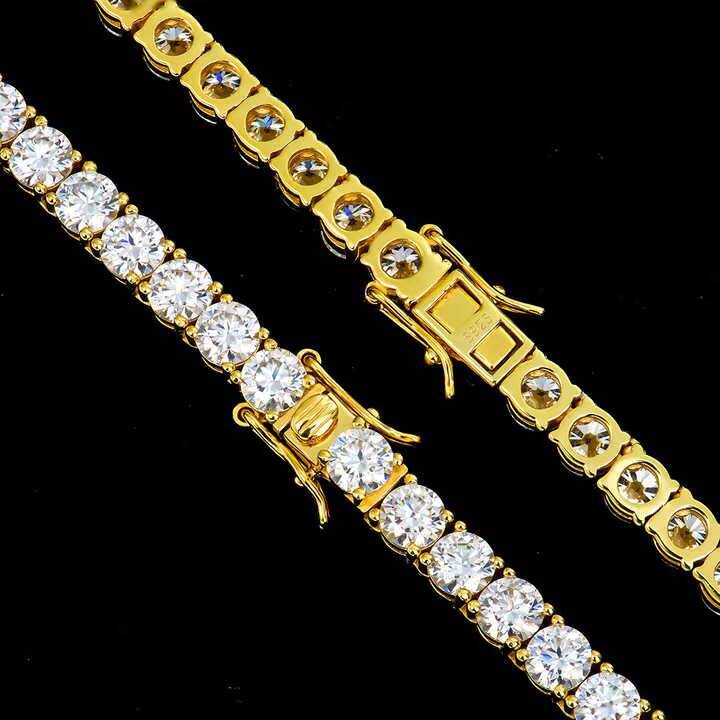 High Grade Polished 925 Silver Round Moissanite Diamond Gold Plated Custom Croc Charms Moissanite Tennis Bracelet Necklace