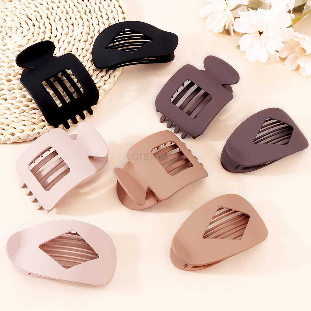 8Pcs Flat Hair Clips for Women Large Matte Flat Claw Clips 2 Styles Strong Hold Lay Down Claw Clips for Women Thick Thin Hair Styling AccessoriesW2509
