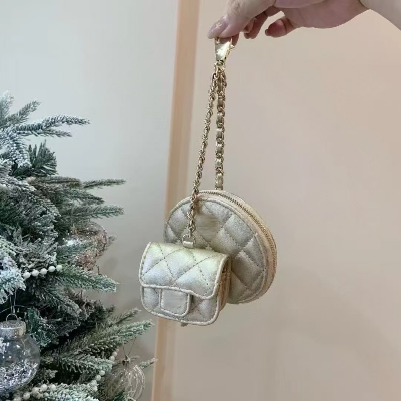 2-in-1 Women's Classic Coin Wallet DIY Pendant Jewelry Keychain Luxury Brand Multifunction Storage Gift