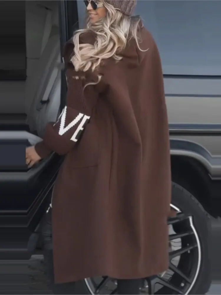 Fashion Hooded Long Sleeve Splicing Jacket For Women Elegant Autumn Winter Loose Casual Holiday Coats Female 250906
