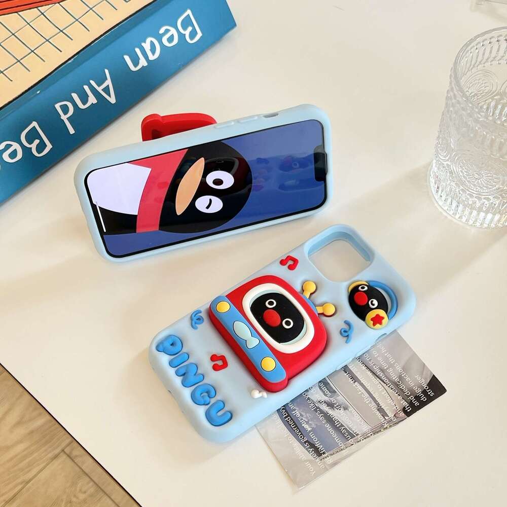DHgargets Cute Penguin Suitable for iPhone15ProMax Phone Case 14Pro Silicone Anti-Fall 13 Cartoon Protective Cover