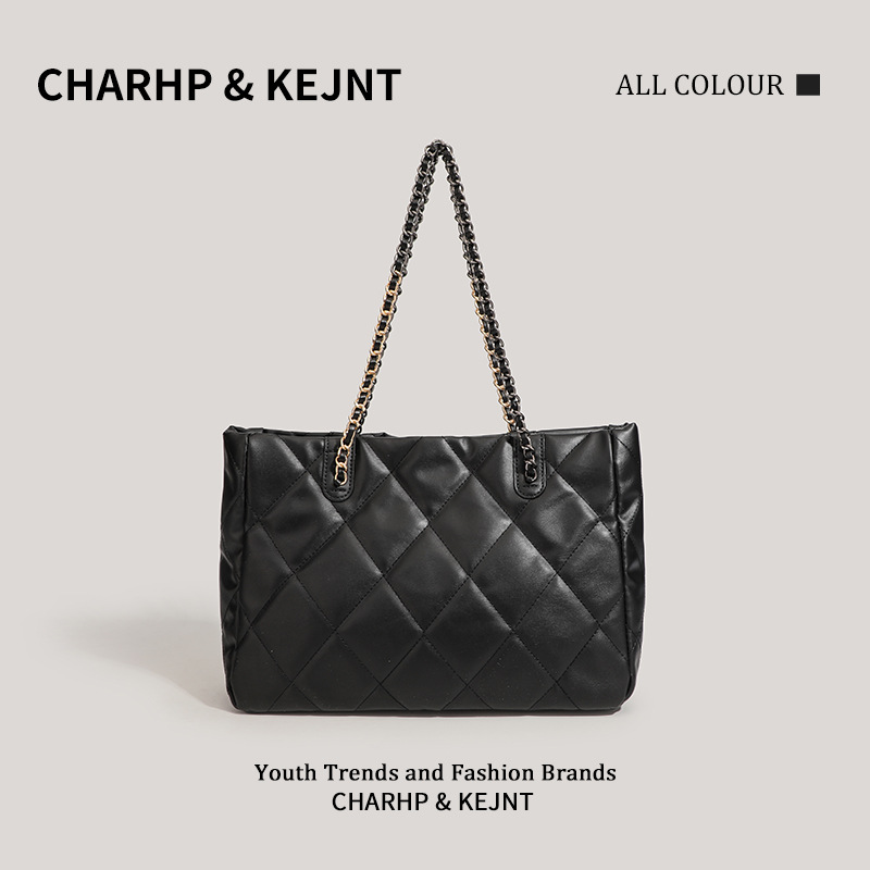 CHARHP&KEJNT large capacity tote female rhombus chain armpit commuter single shoulder bag