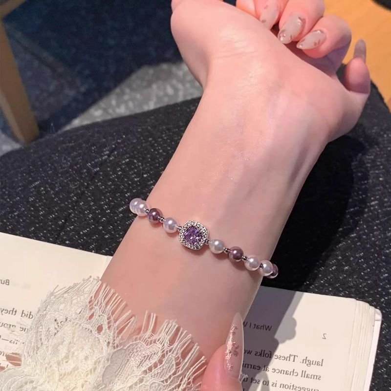 Zircon Round Artificial Pearl Pendant Light High-end Niche Bracelet Elegant Versatile Fashion Jewelry for Women - view 4