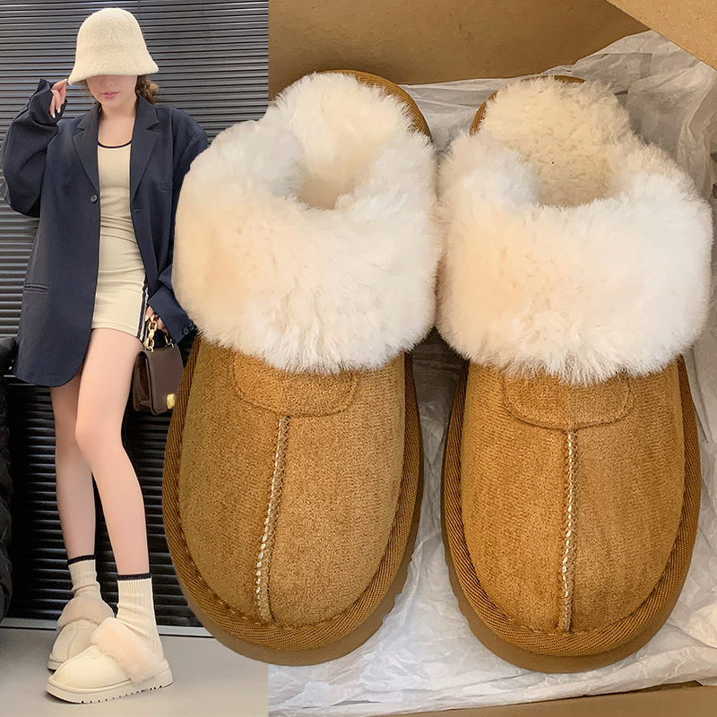 New free shipping designer Slippers Fashionable and thickened warm fur shoes for women's outdoor wear, autumn and winter cotton shoes