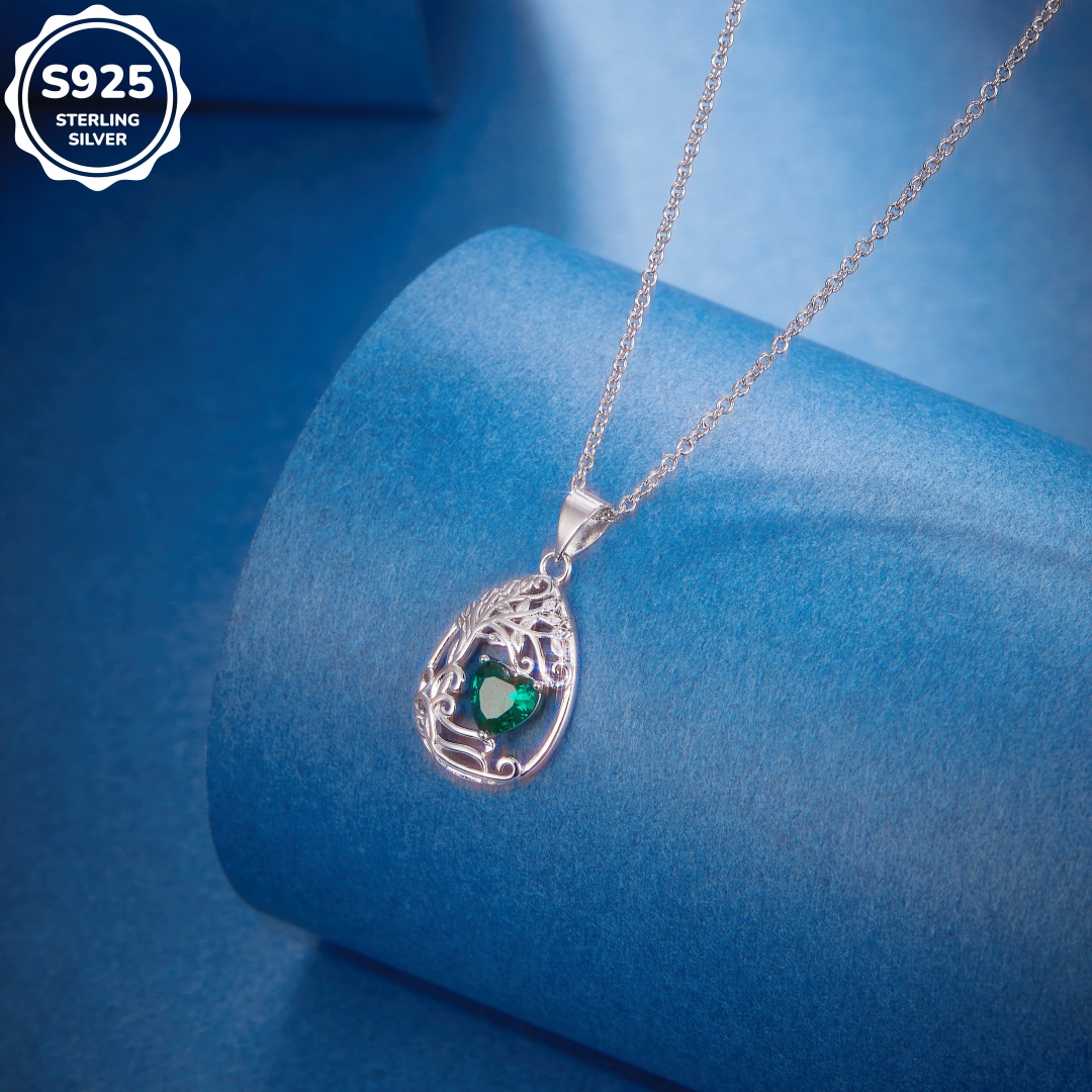 MT Best-selling S925 Sterling Silver Tear Drop Pendant Birthstone Necklace Gemstone Anniversary Birthday Jewelry Graduation Gift Fast free Shipping