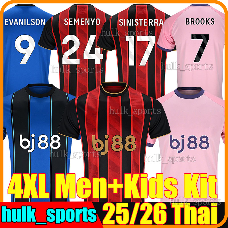 4XL 25/26 BournemouthS soccer jerseys SEMENYO EVANILSON TAVERNIER BROOKS KROUPI ADAMS SCOTT ADLI CHRISTIE men kids kits socks sets Bournemouthfootball shirts