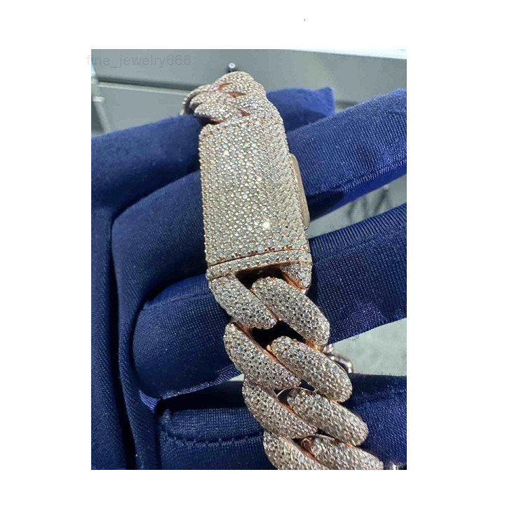 Hot Selling Highend Popular VVS Moissanite 925 Sterling Silver Bracelet 16MM 8inch Plated with Rose Gold