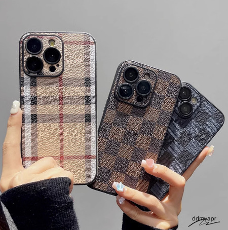 Phone Grid, Trendy Leather, Suitable For All-Inclusive Protective Case, Men's And Women's High-End Checkerboard 250711 Ddmyhome