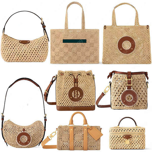 Top Mirror Quality Ladies Fashion Designe Raffia Woven Straw Shoulder Bag Crossbody Tote Handbag M83525 M24722 M24723 M25030 M25010 M14303 M14217 M14405