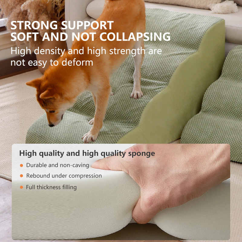 Gray-green Dog steps for puppies, multi-level optional dog stairs ramp for bed, non-slip pet steps, removable and washable sofa bed ladder for injured