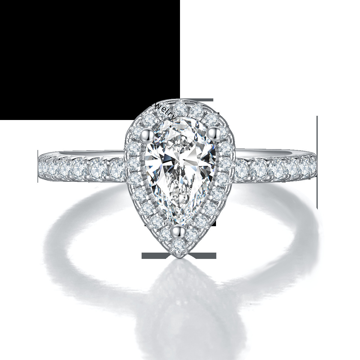 Moissanite Sterling Silver S925 Women Wedding Rings Engagement Moissanite Pearshaped Ring Factory Price Teardrop Shape Rings
